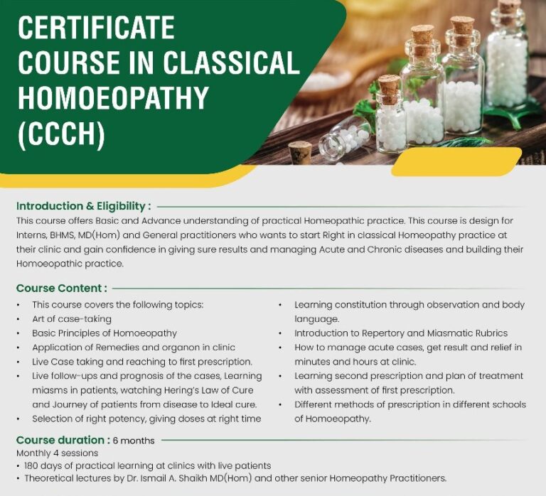 Certificate Course in Classical Homeopathy
